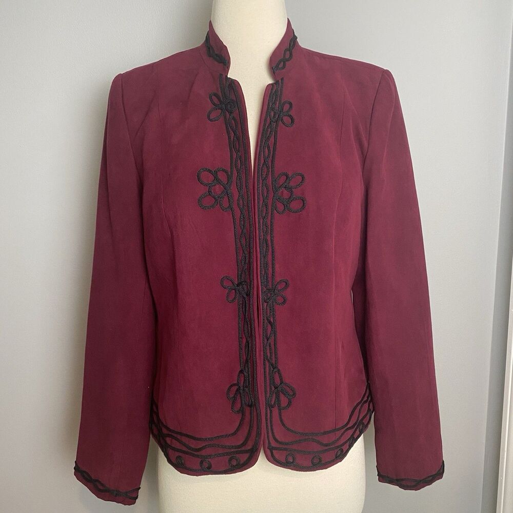 Dress Barn Suede Embroidered Maroon Womens Jacket -size S